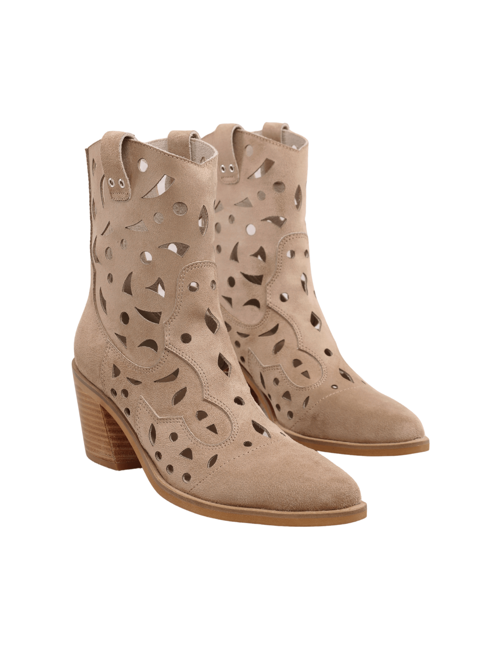 Libby Cutout Western Boots - Beige