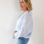 Light Blue V Neck Top