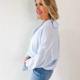 Light Blue V Neck Top
