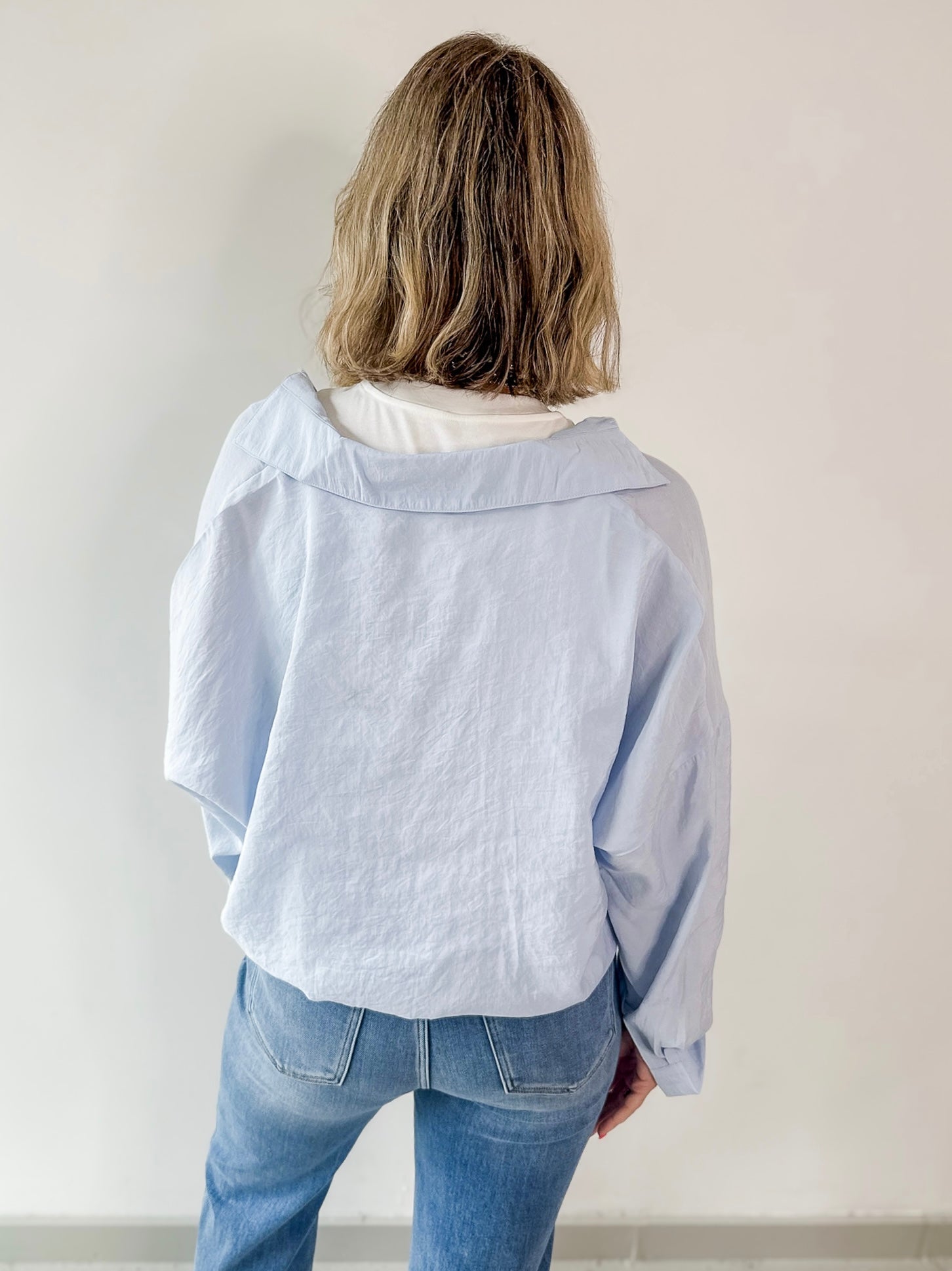 Light Blue V Neck Top