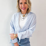 Light Blue V Neck Top