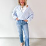 Light Blue V Neck Top
