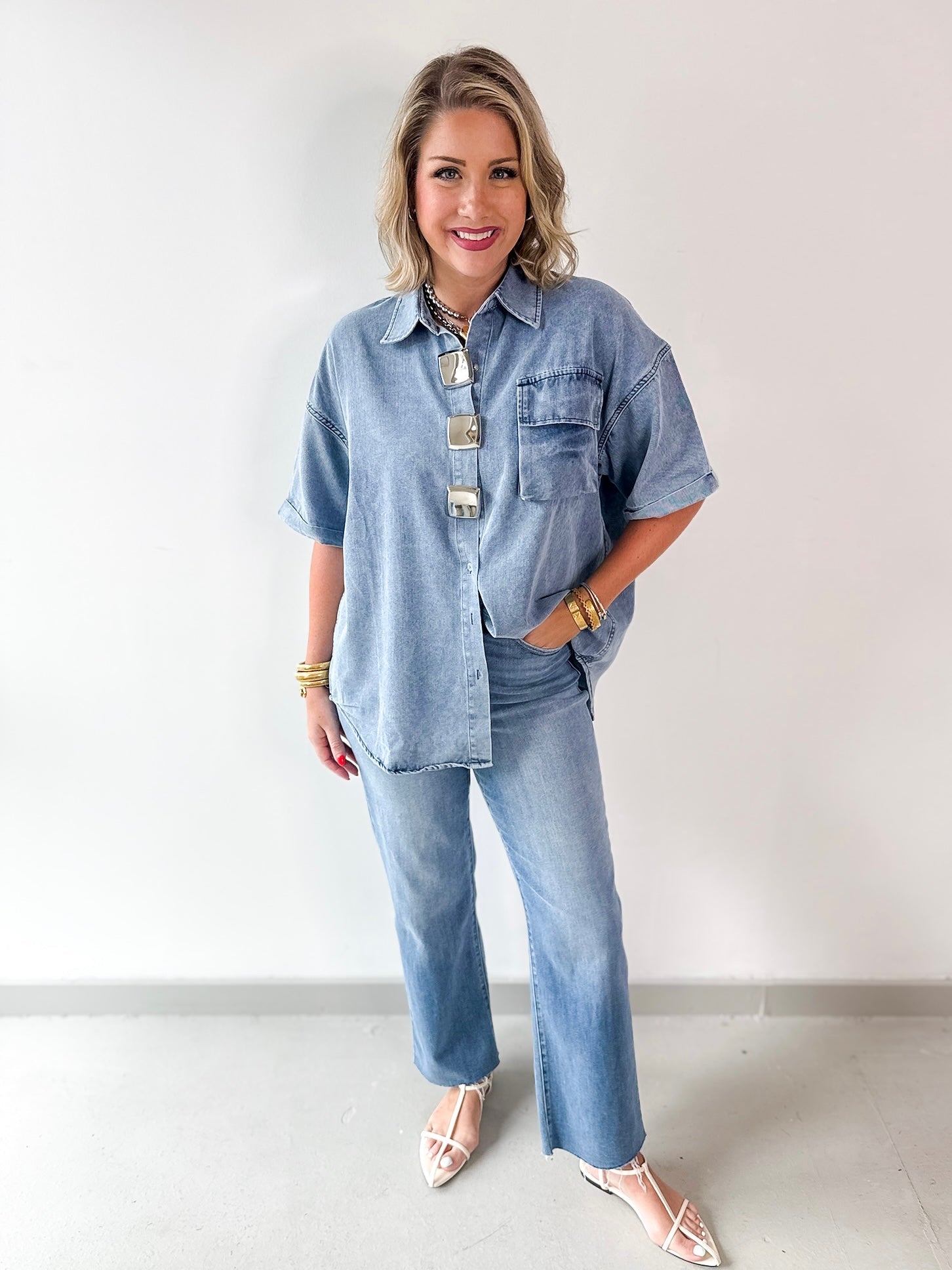 Light Wash Denim Top