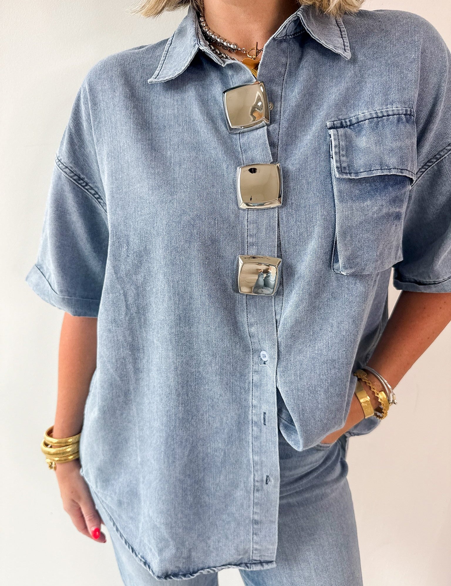 Light Wash Denim Top