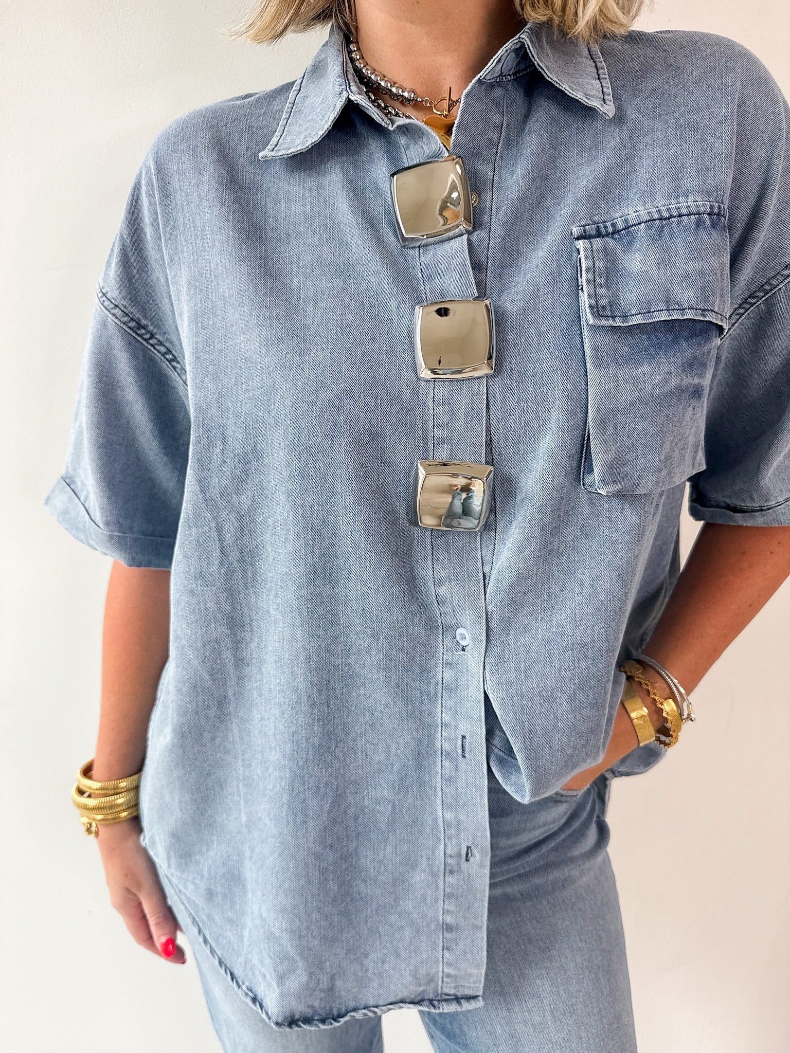 Light Wash Denim Top
