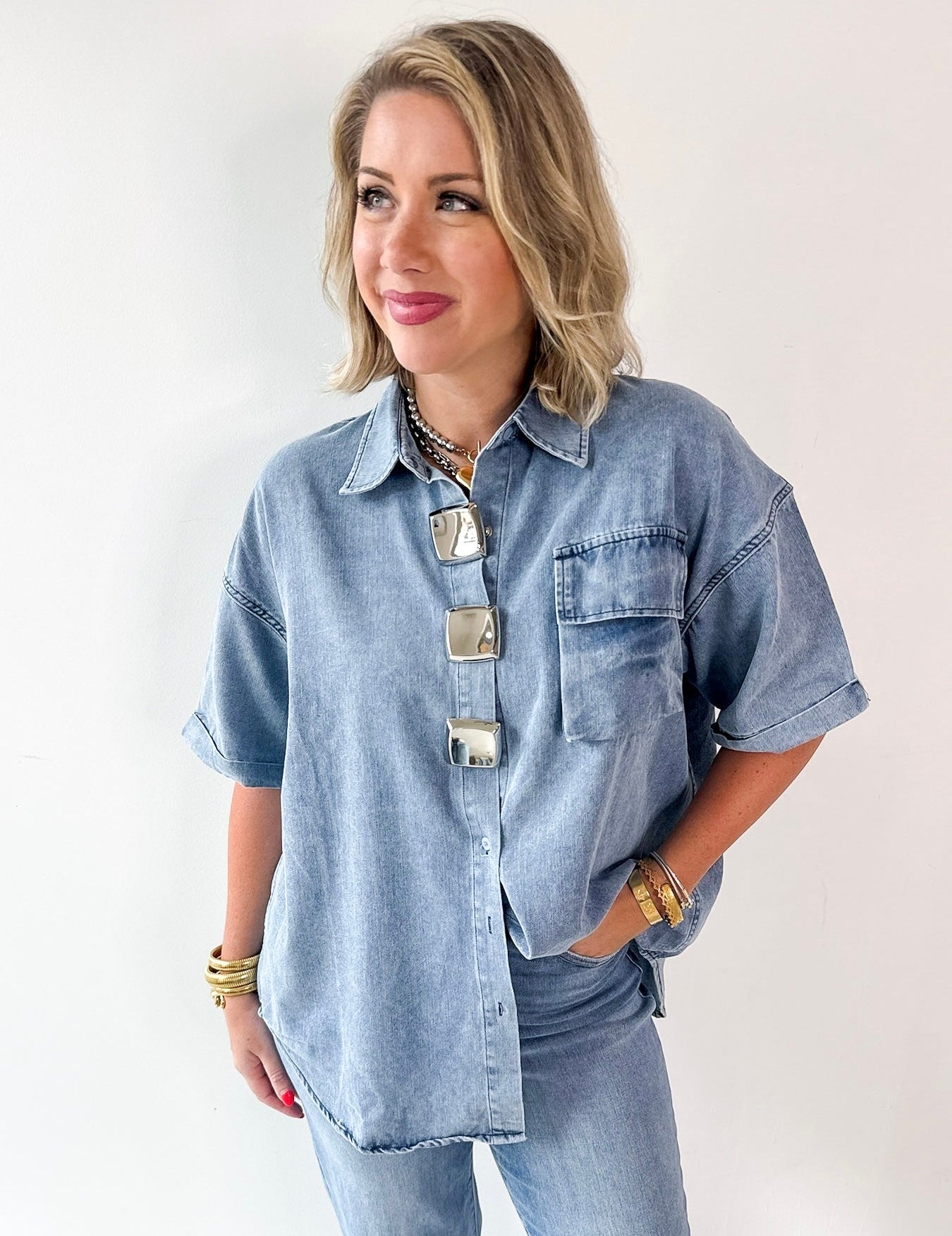 Light Wash Denim Top