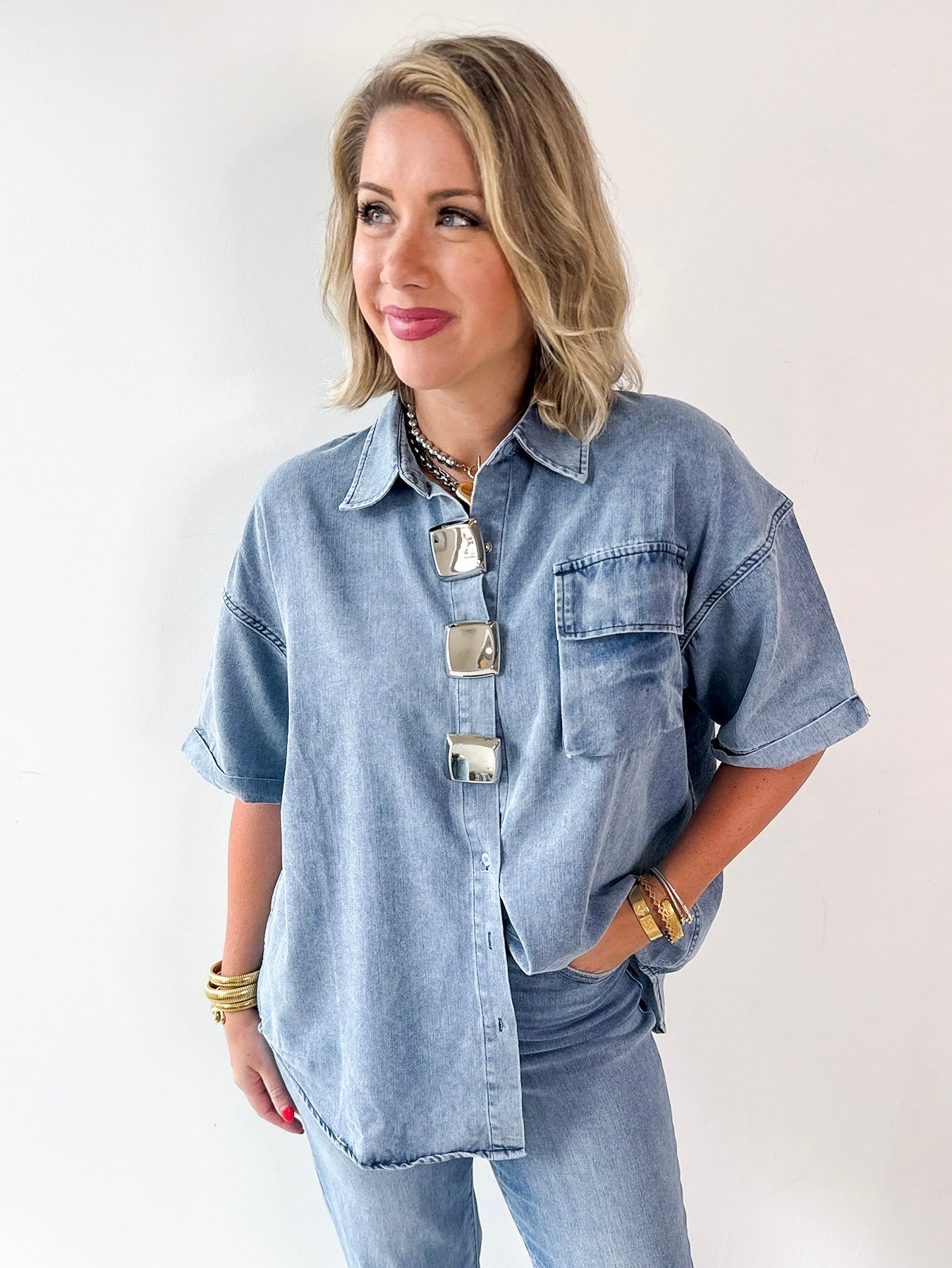 Light Wash Denim Top