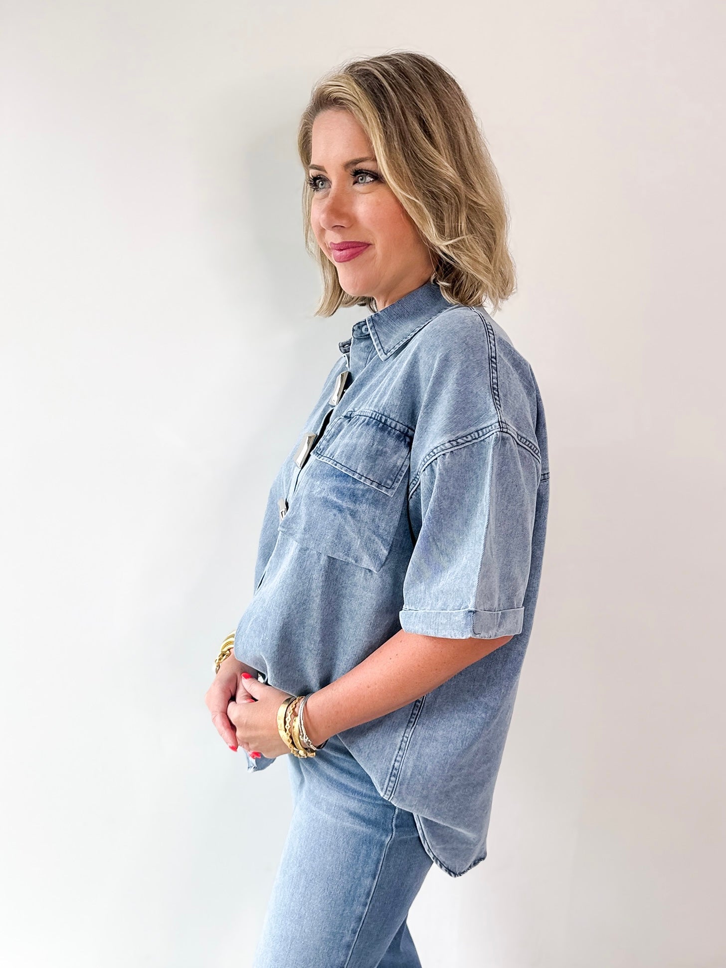 Light Wash Denim Top
