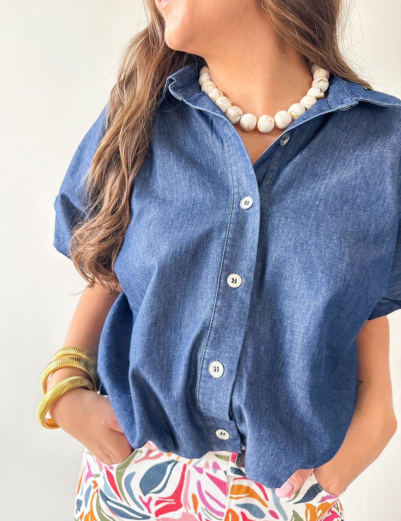 Lightweight Bubble Cropped Shirt