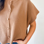Lightweight Half Sleeve Knit Top - Camel