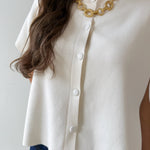 Lightweight Half Sleeve Knit Top - Ivory