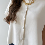 Lightweight Half Sleeve Knit Top - Ivory