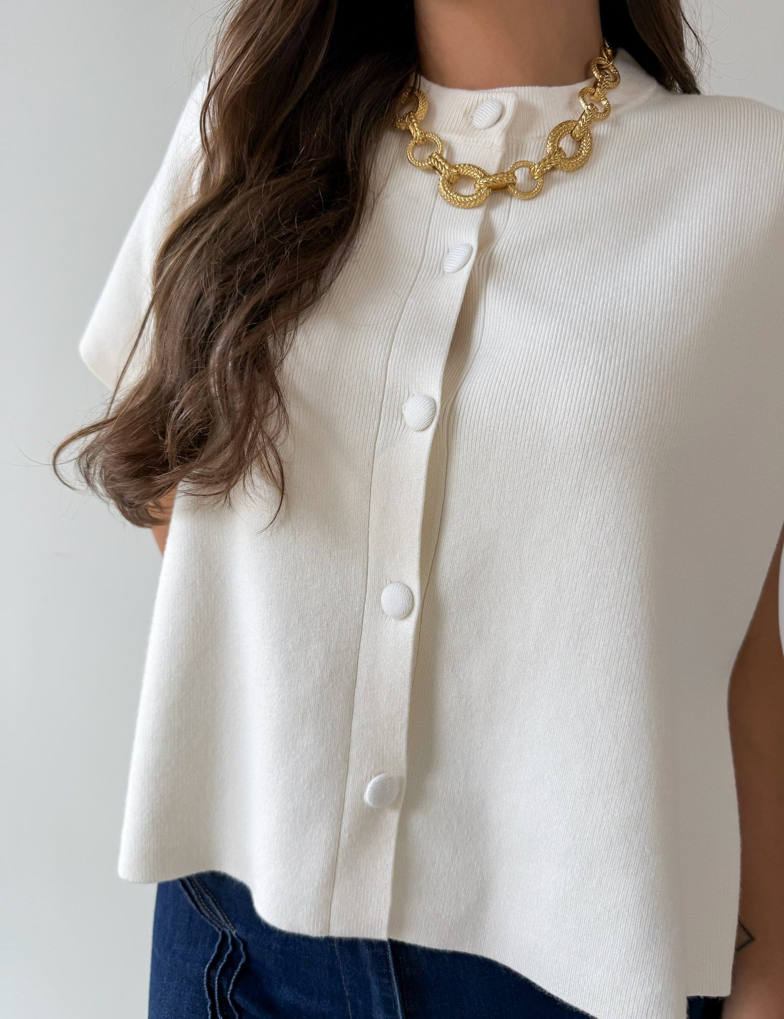 Lightweight Half Sleeve Knit Top - Ivory