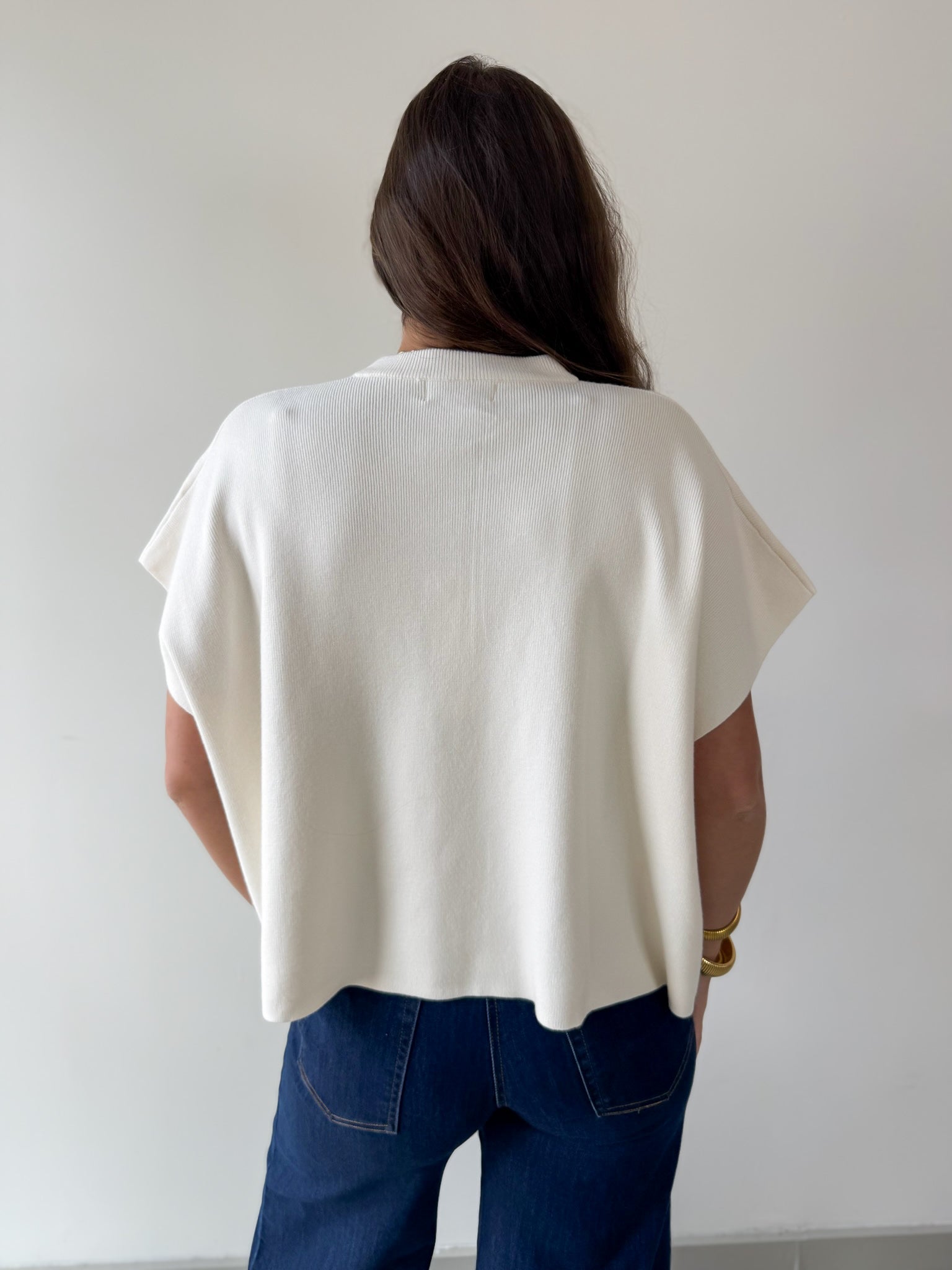 Lightweight Half Sleeve Knit Top - Ivory