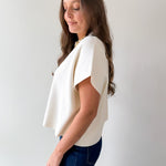 Lightweight Half Sleeve Knit Top - Ivory