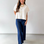 Lightweight Half Sleeve Knit Top - Ivory