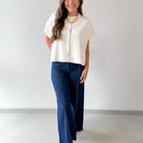 Lightweight Half Sleeve Knit Top - Ivory