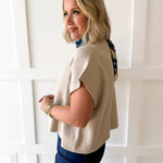 Lightweight Half Sleeve Knit Top- Oatmeal