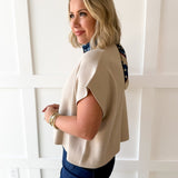 Lightweight Half Sleeve Knit Top- Oatmeal