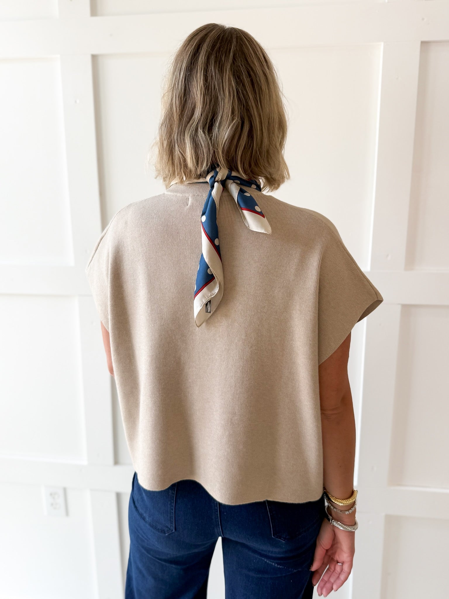 Lightweight Half Sleeve Knit Top- Oatmeal