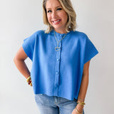 Lightweight Half Sleeve Knit Top - Urban Blue