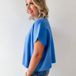 Lightweight Half Sleeve Knit Top - Urban Blue