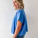 Lightweight Half Sleeve Knit Top - Urban Blue