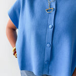 Lightweight Half Sleeve Knit Top - Urban Blue