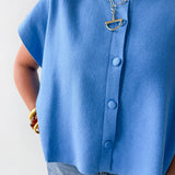 Lightweight Half Sleeve Knit Top - Urban Blue
