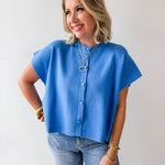 Lightweight Half Sleeve Knit Top - Urban Blue