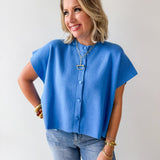 Lightweight Half Sleeve Knit Top - Urban Blue