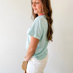 Lightweight Slub Knit Top - Aqua