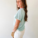 Lightweight Slub Knit Top - Aqua