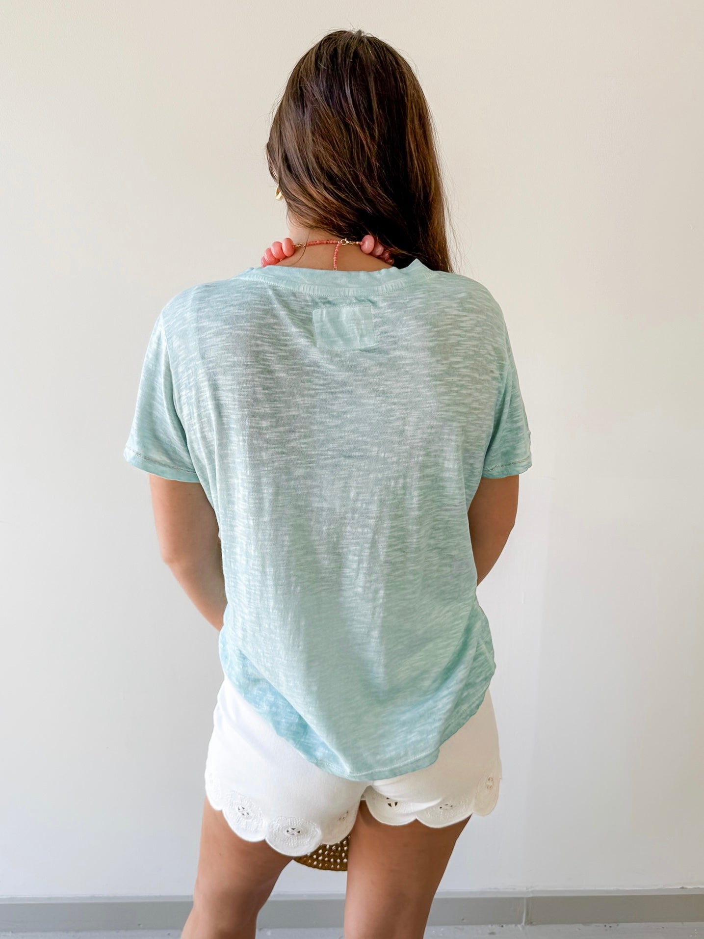 Lightweight Slub Knit Top - Aqua