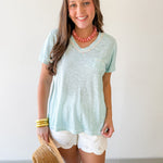 Lightweight Slub Knit Top - Aqua