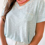 Lightweight Slub Knit Top - Aqua