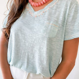Lightweight Slub Knit Top - Aqua