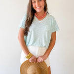 Lightweight Slub Knit Top - Aqua