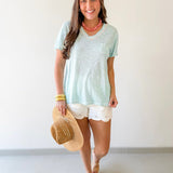 Lightweight Slub Knit Top - Aqua