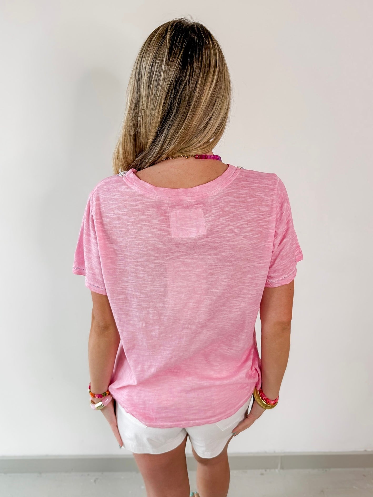 Lightweight Slub Knit Top - Pink