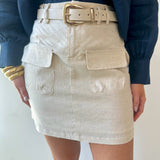 Linen Cargo Skirt - Natural
