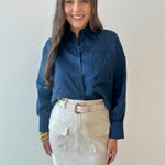 Linen Cargo Skirt - Natural