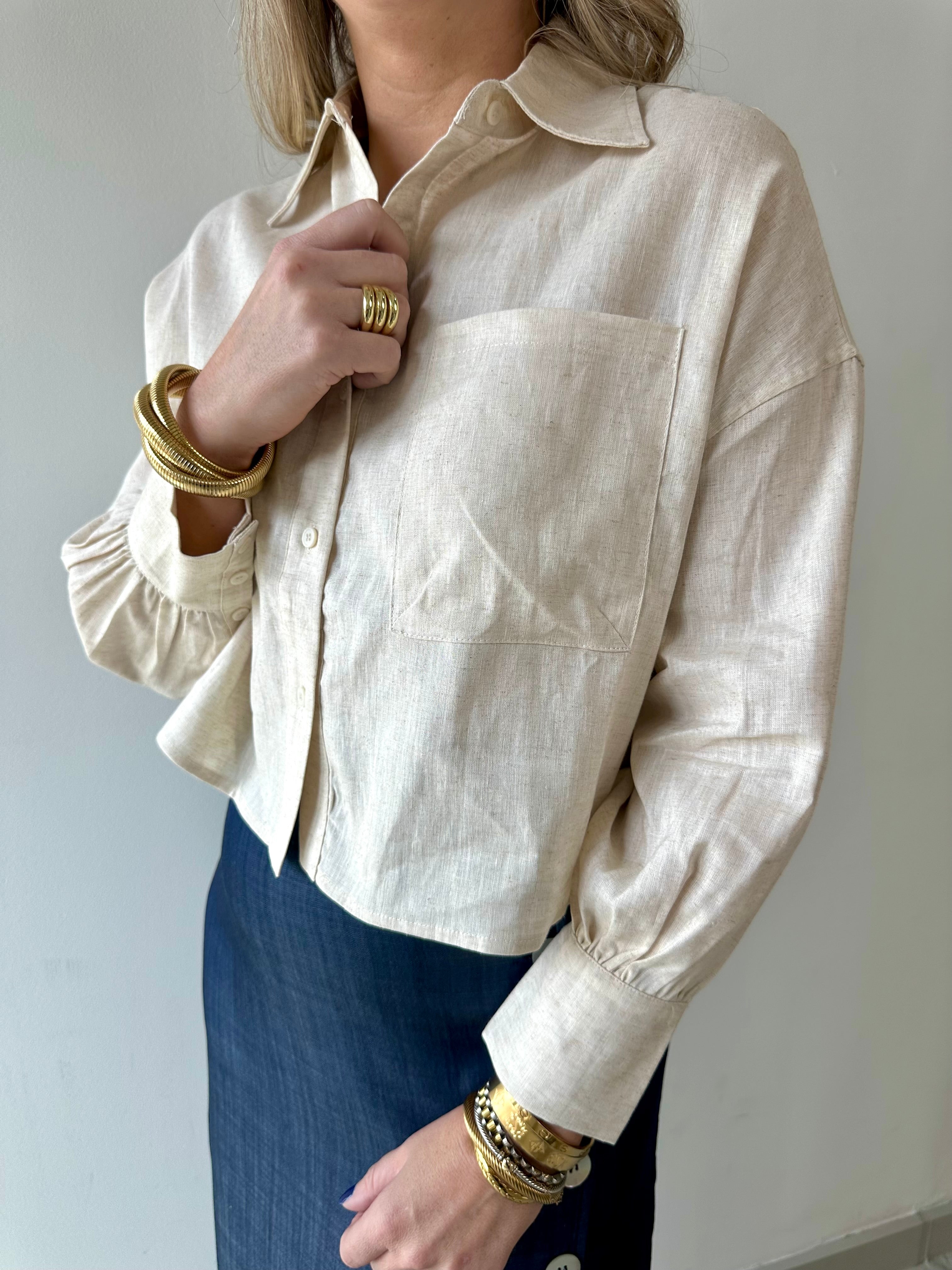 Linen Cropped Shirt - Natural