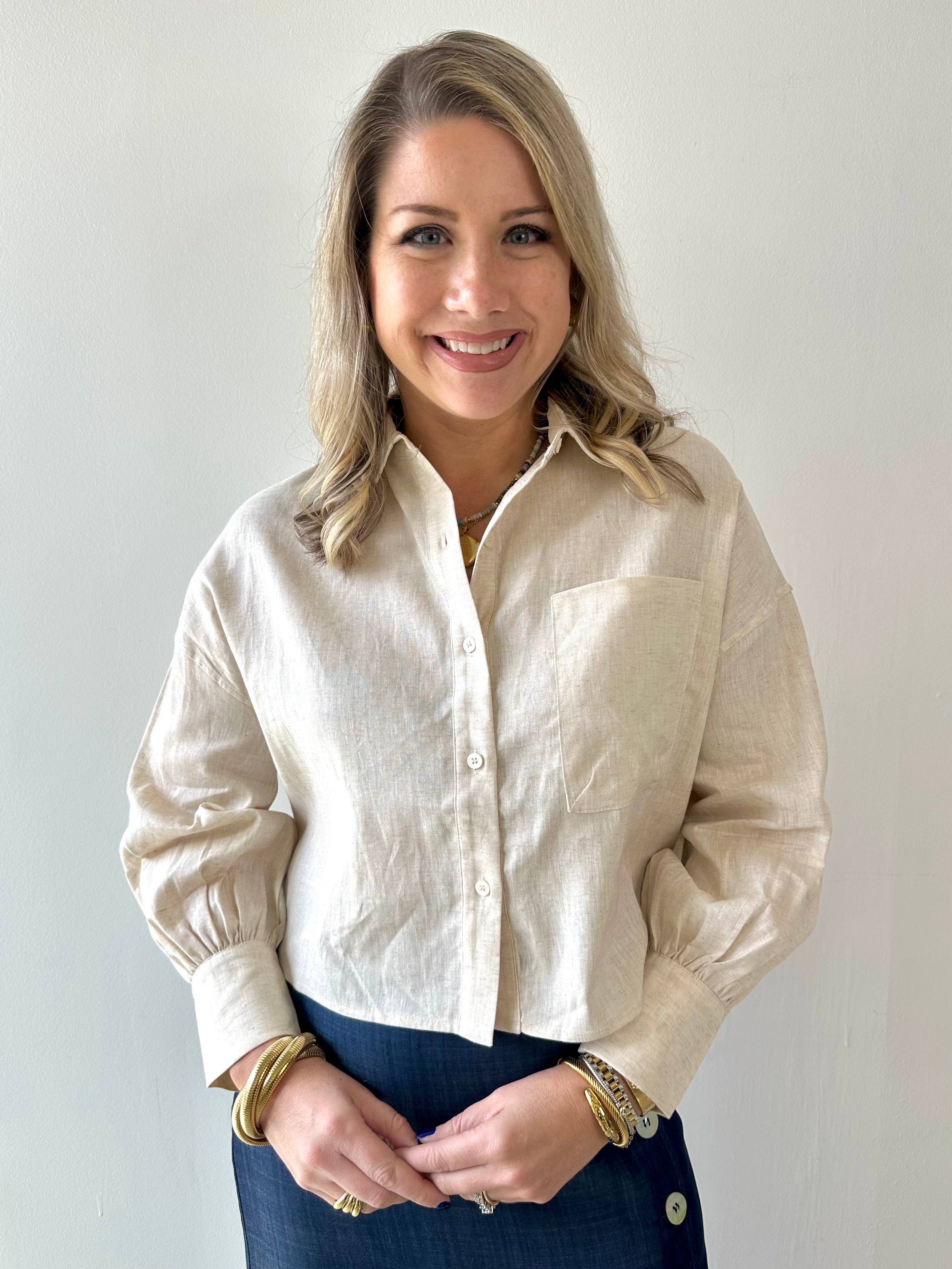 Linen Cropped Shirt - Natural