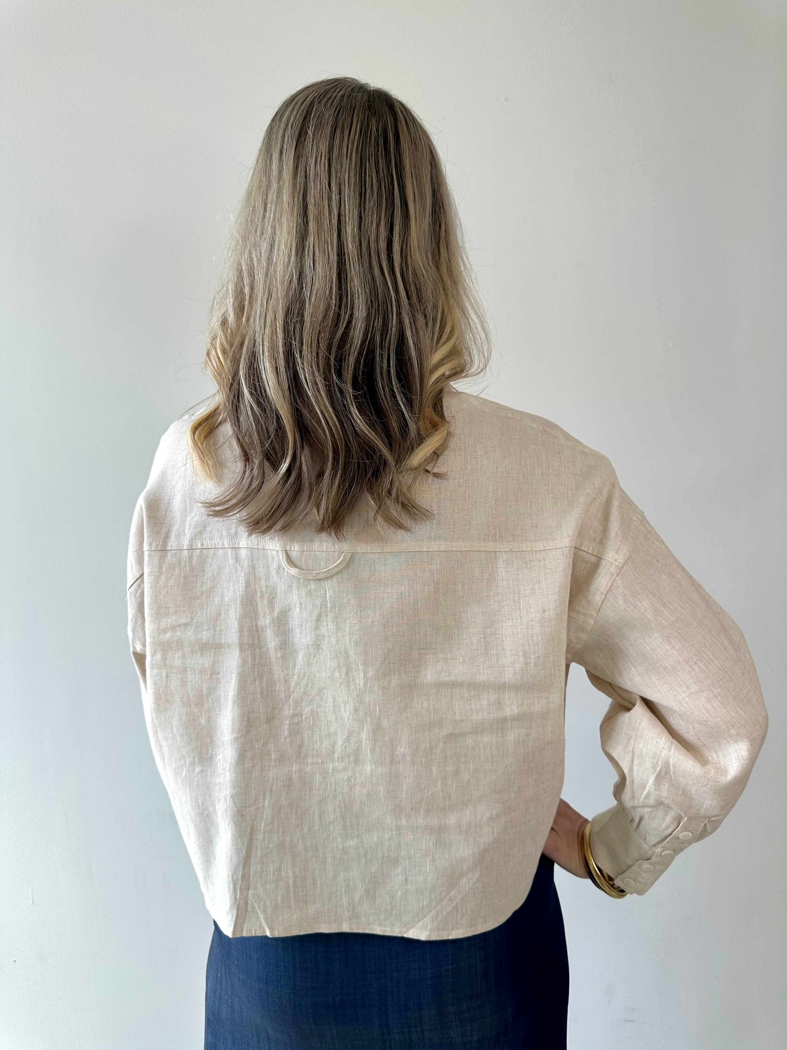 Linen Cropped Shirt - Natural