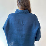 Linen Cropped Shirt - Navy