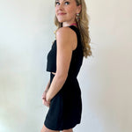 Linen Cropped Top - Black