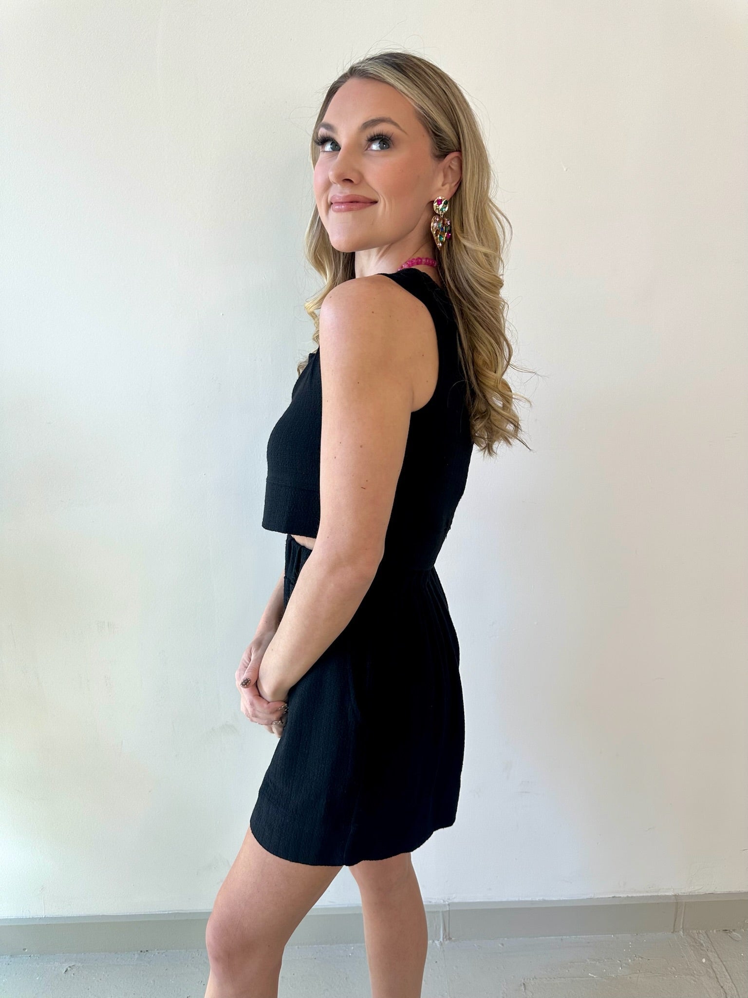 Linen Cropped Top - Black