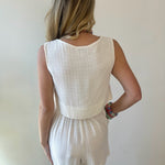 Linen Cropped Top - Ivory