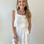 Linen Cropped Top - Ivory